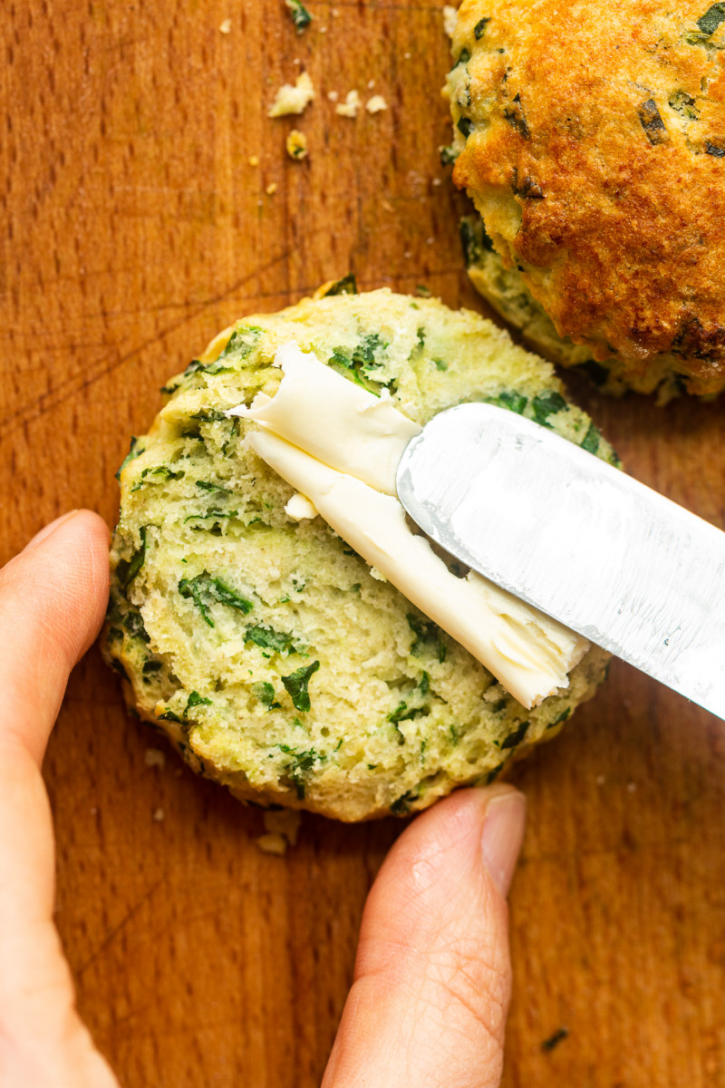 wild garlic vegan scones butter