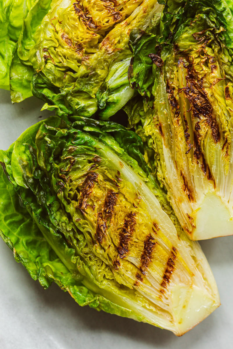 Vegan Caesar salad charred lettuce macro