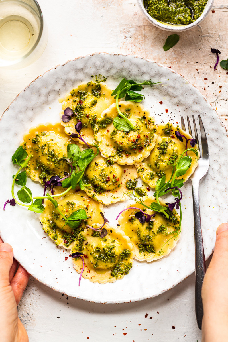 vegan gluten-free ravioli plate