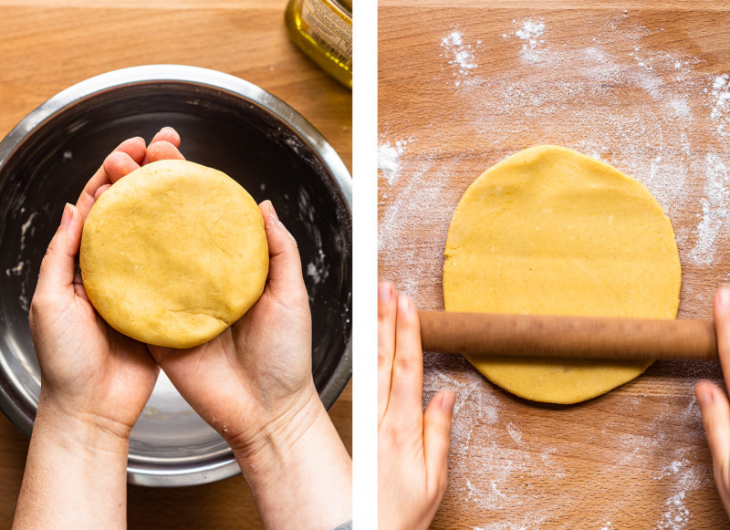 vegan gluten-free ravioli dough rolling