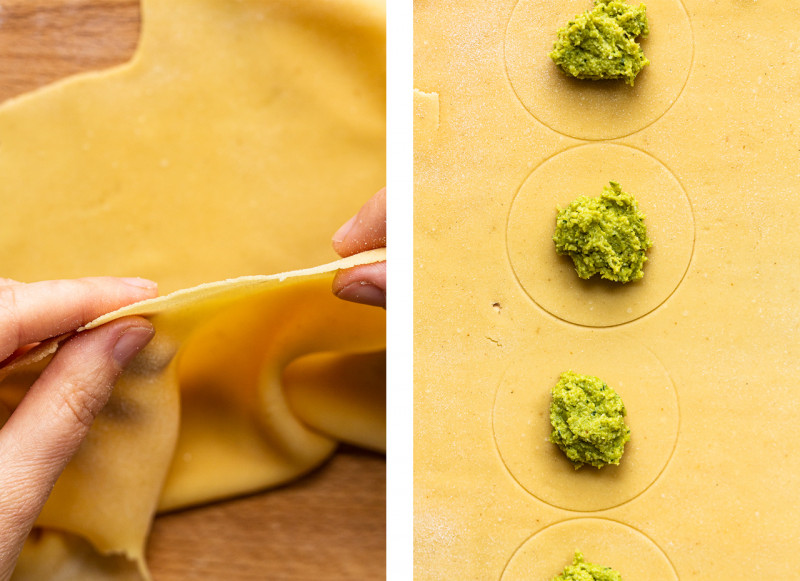 vegan gluten-free ravioli filling rolled out dough