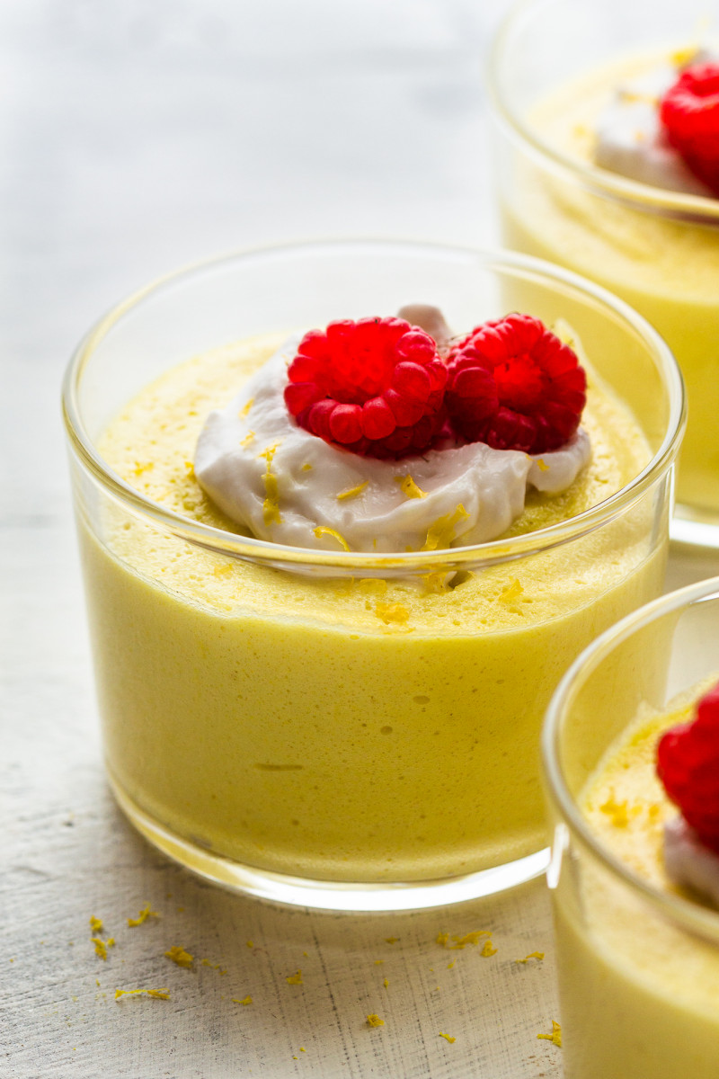 vegan lemon mousse backlit