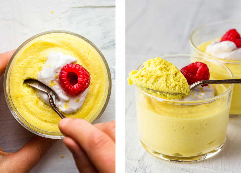 vegan lemon mousse spoon