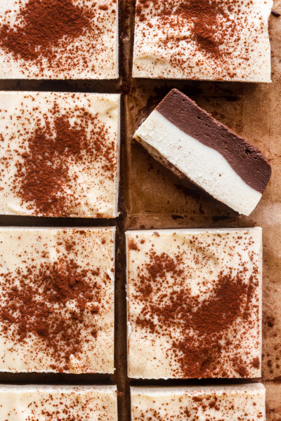 vegan fridge tiramisu slice cut up