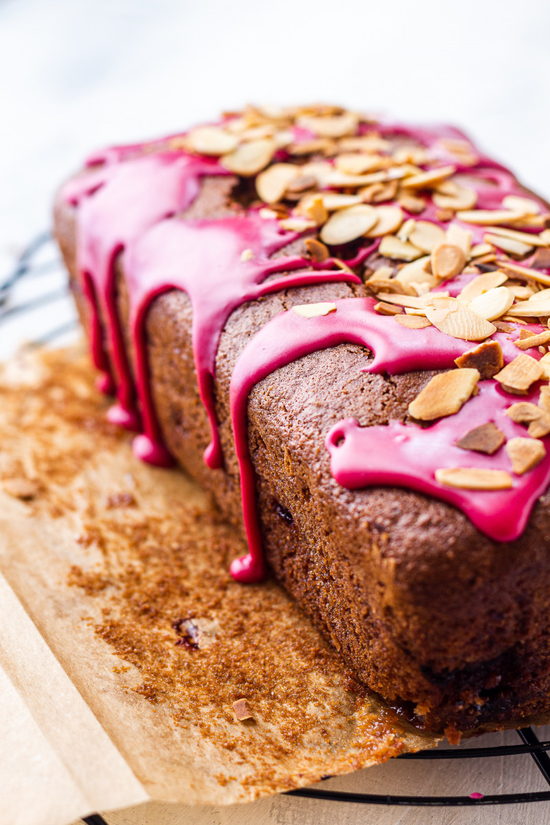 vegan raspberry cake drizzled