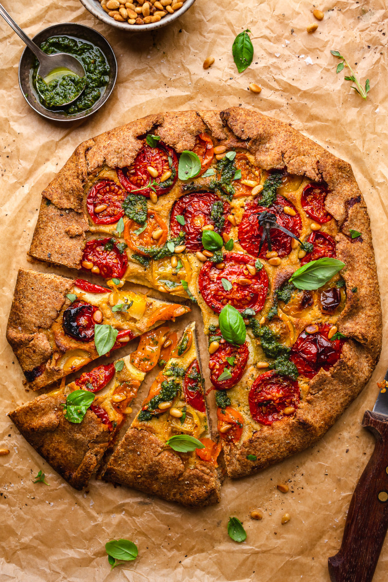 vegan tomato galette baked