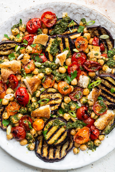 Roasted aubergine salad - Lazy Cat Kitchen