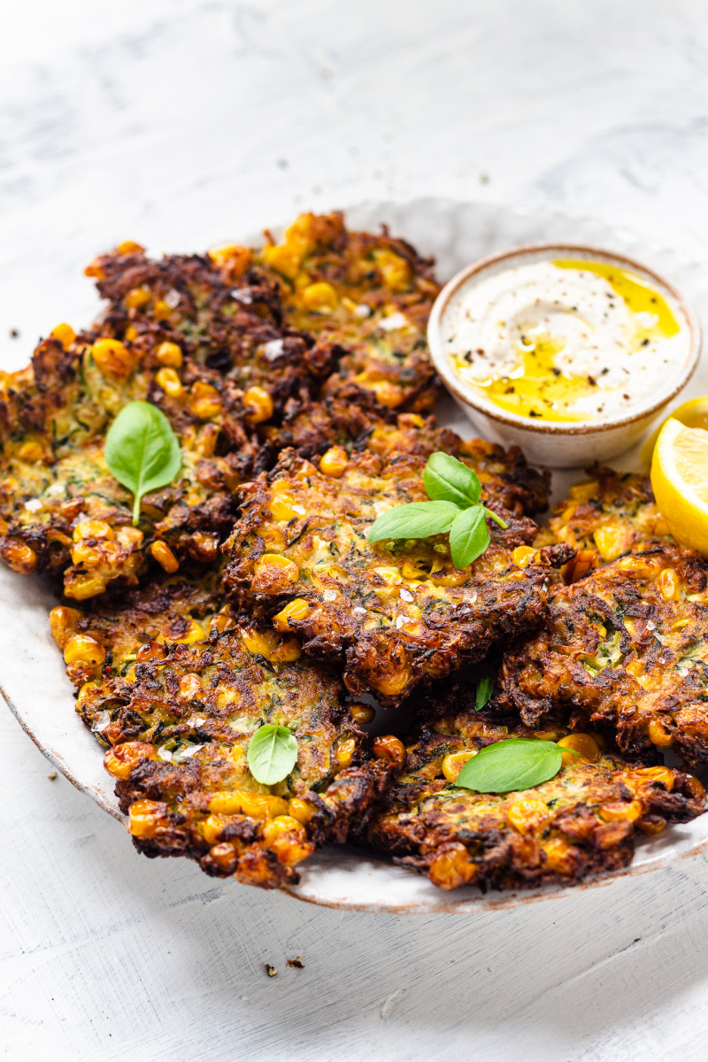 courgette sweetcorn fritters side