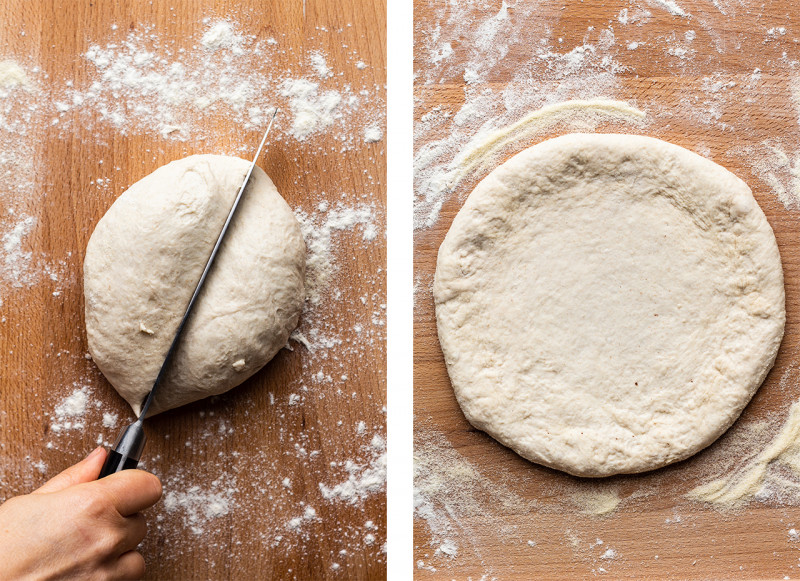 no knead pizza shaping