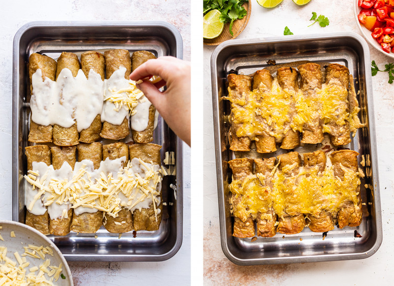 vegan enchiladas before after baking