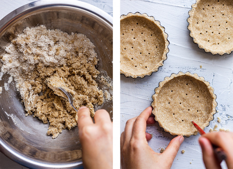 vegan raspberry curd tarts crust ready