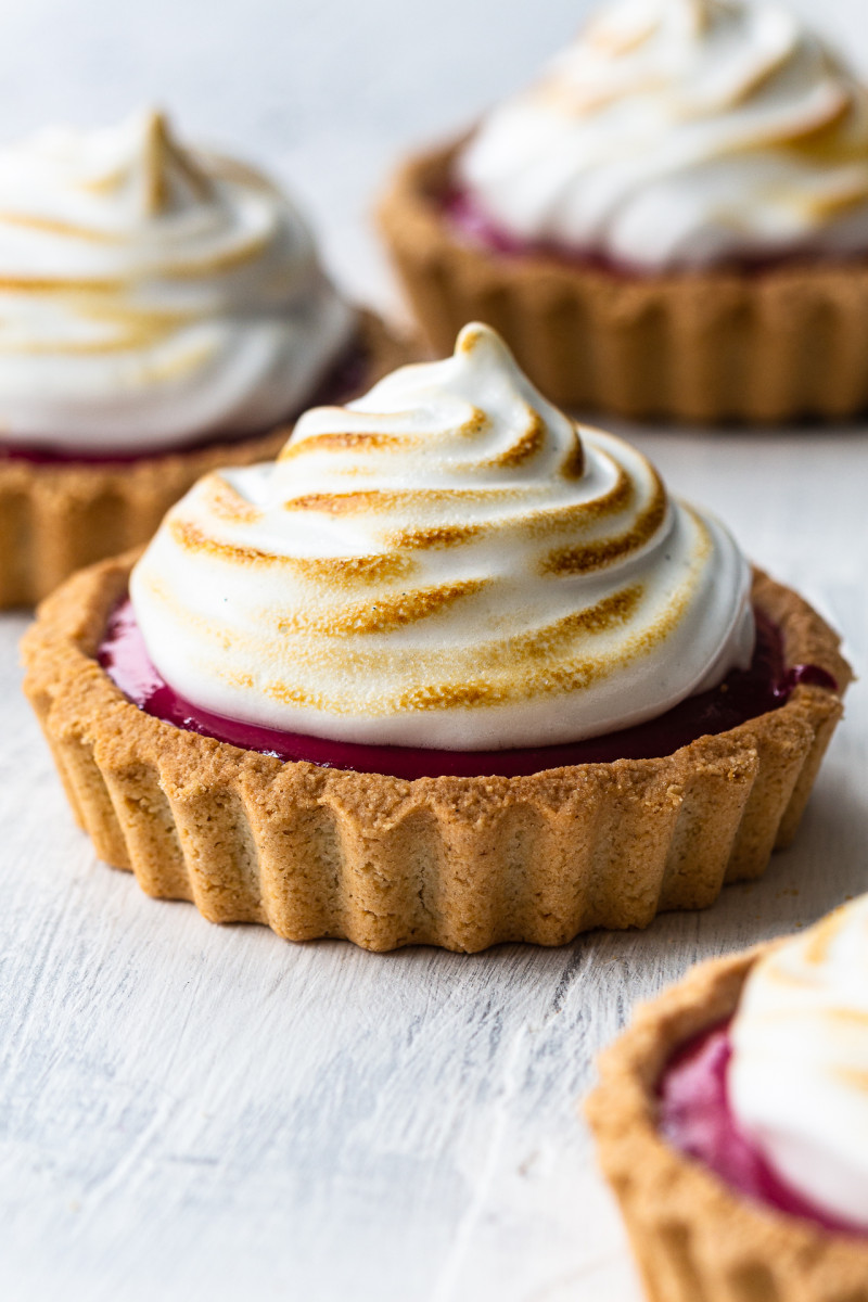 vegan raspberry curd tarts side