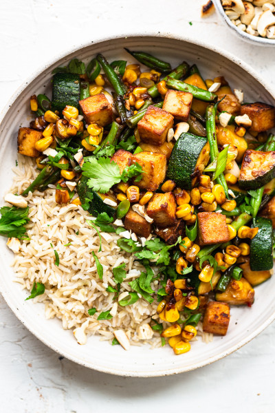 corn bean courgette stirfry
