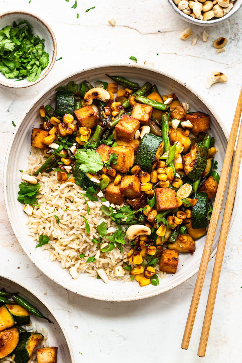 corn bean courgette stirfry lunch