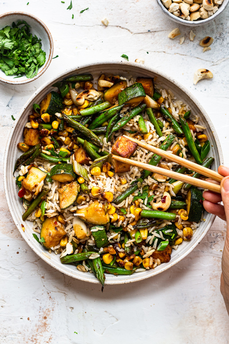 corn bean courgette stirfry messy