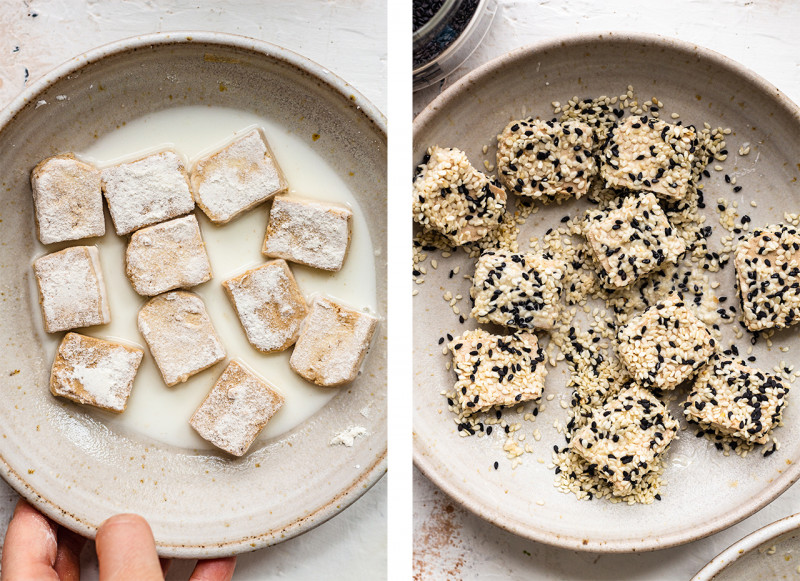 sesame noodles tofu prep