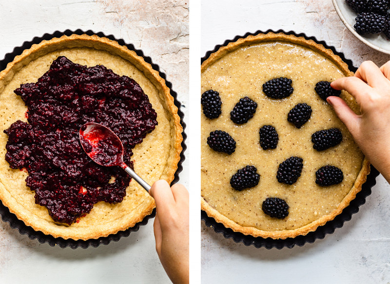 vegan bakewell blackberries filling pastry