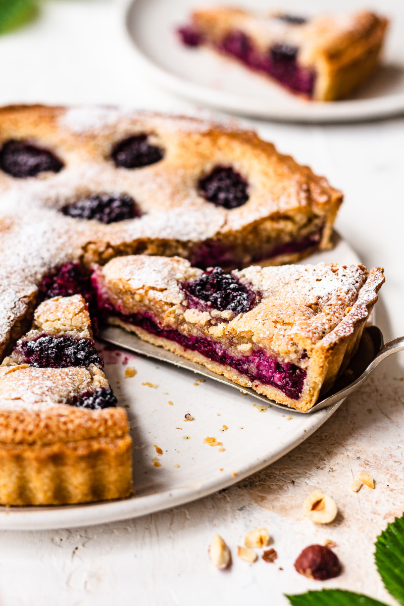 vegan bakewell blackberries side