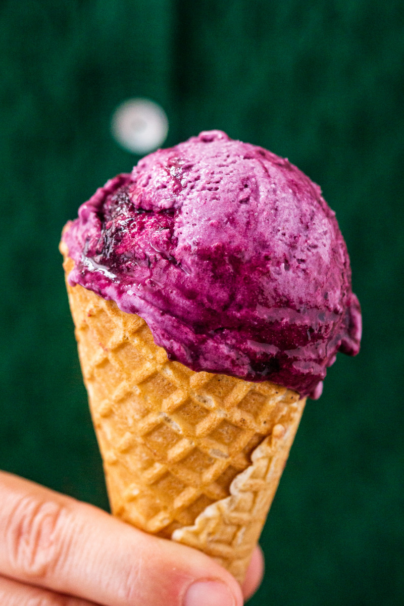 vegan cherry ice cream cone