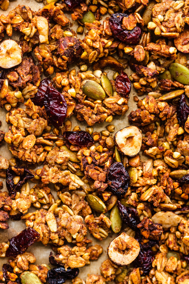 apple granola baked close