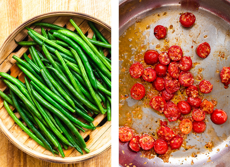 vegan creamy corn pasta beans tomatoes