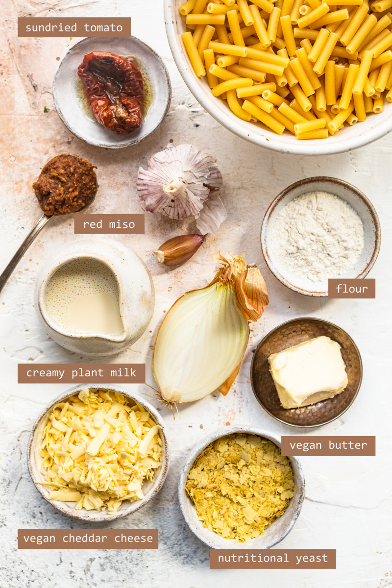 ingredienti vegani mac n formaggio