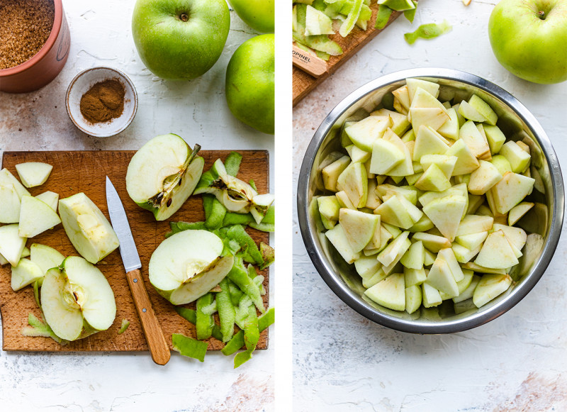 vegan apple pie apples cut