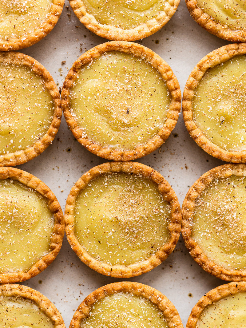 vegan custard tarts lined up