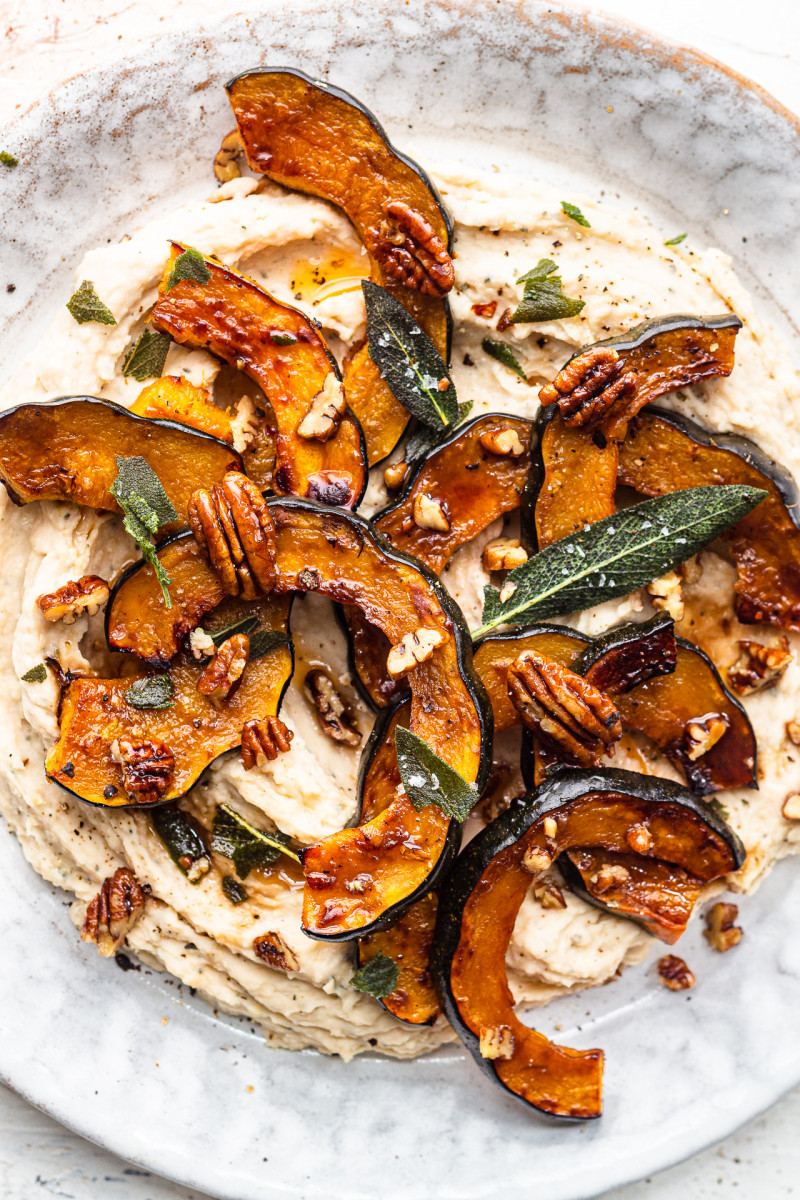 roasted acorn squash white bean mash