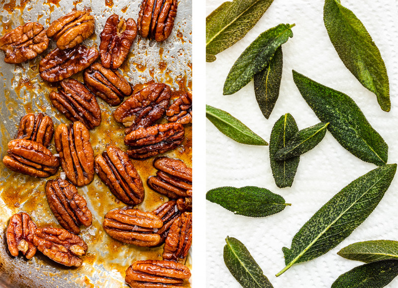 roasted acorn squash fried sage pecans