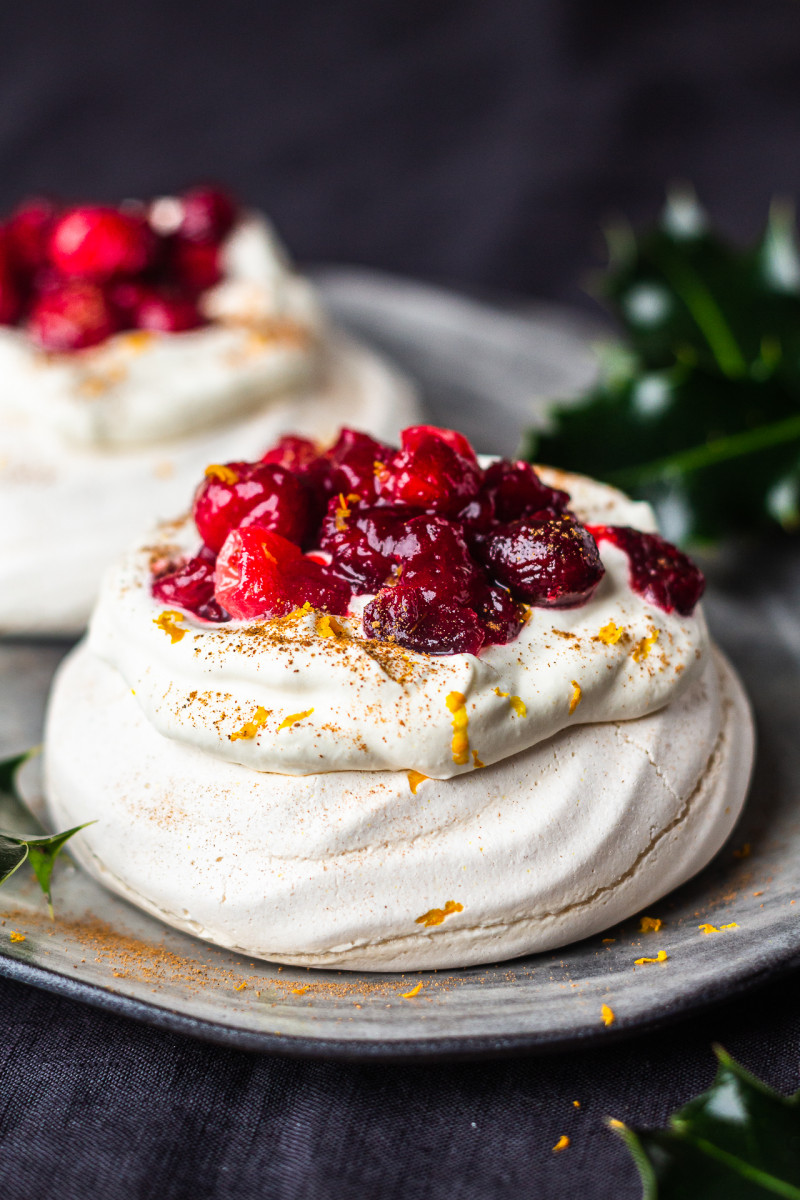 vegan pavlovas cranberries two