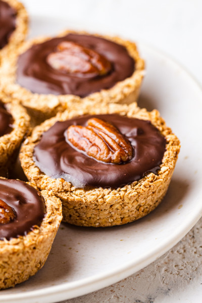 vegan pecan pie cups side view