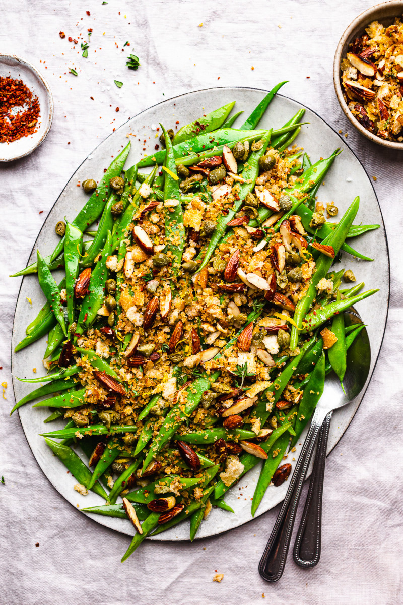 green beans breadcrumbs platter