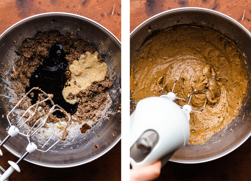 vegan gingerbread cookies adding flax molasses