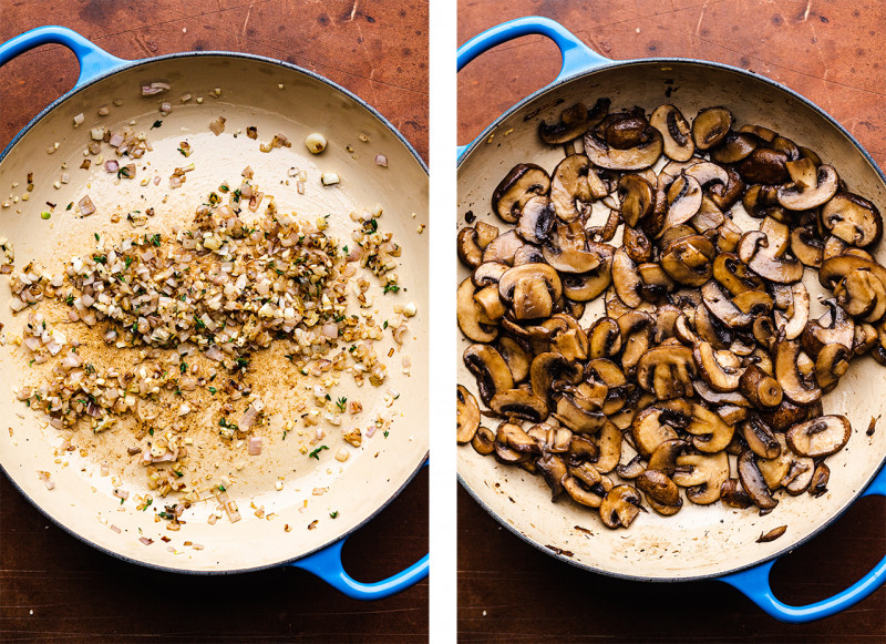 vegan mushroom pie shallots mushrooms