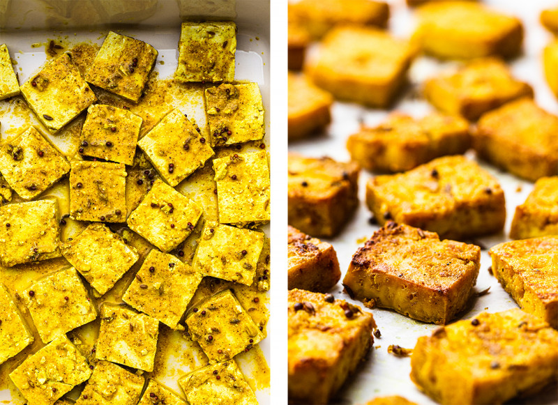 saag tofu marinated baked