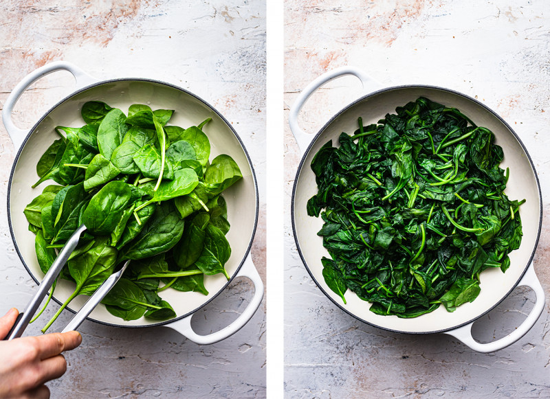 saag tofu wilting spinach