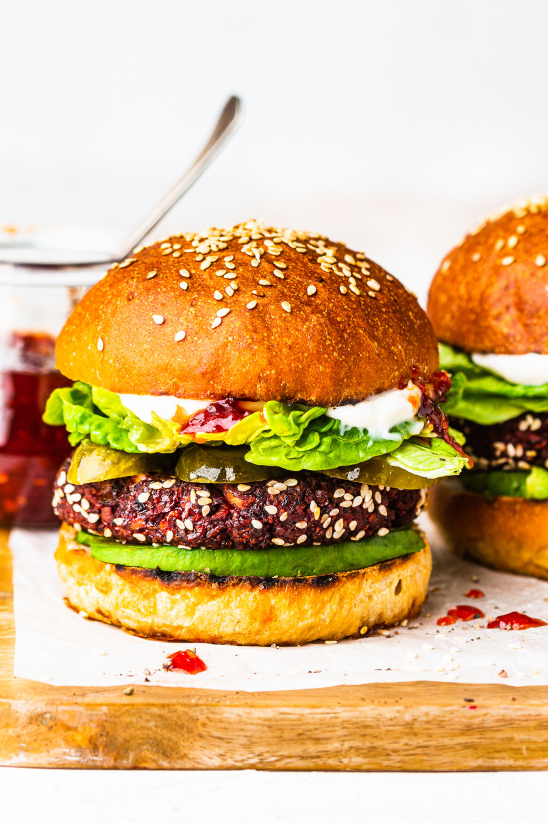 vegan beet burgers board