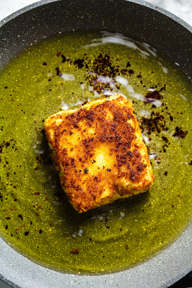 vegan katsu curry tofu frying