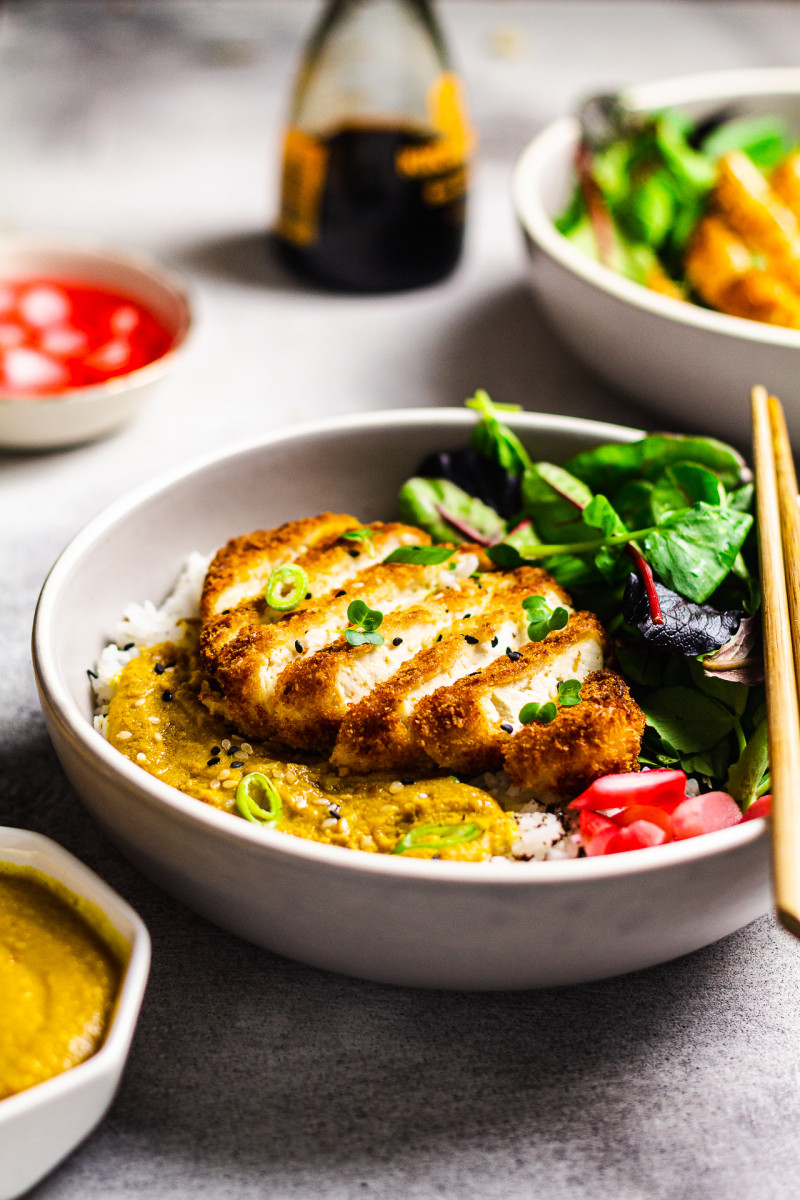 vegan katsu curry tofu side