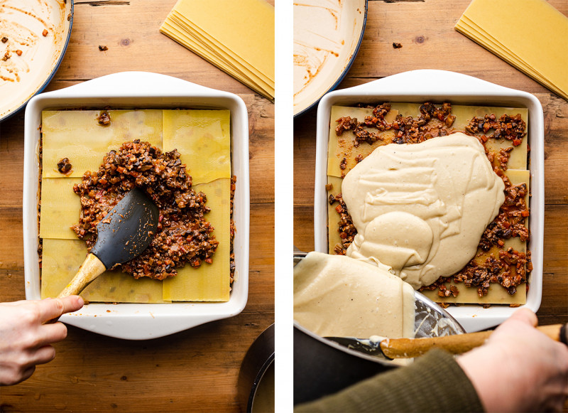 vegan lasagne assembly step three