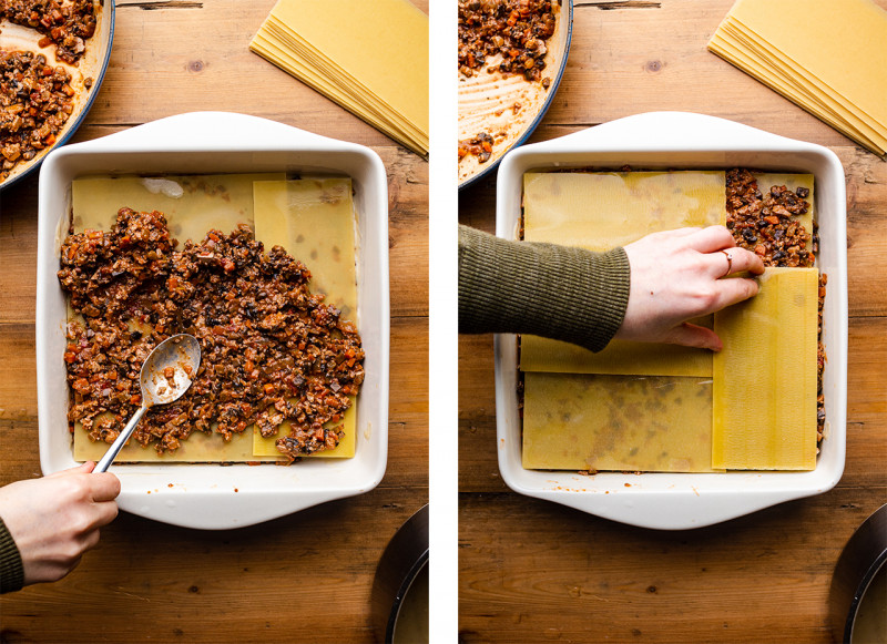 vegan lasagne assembly step two