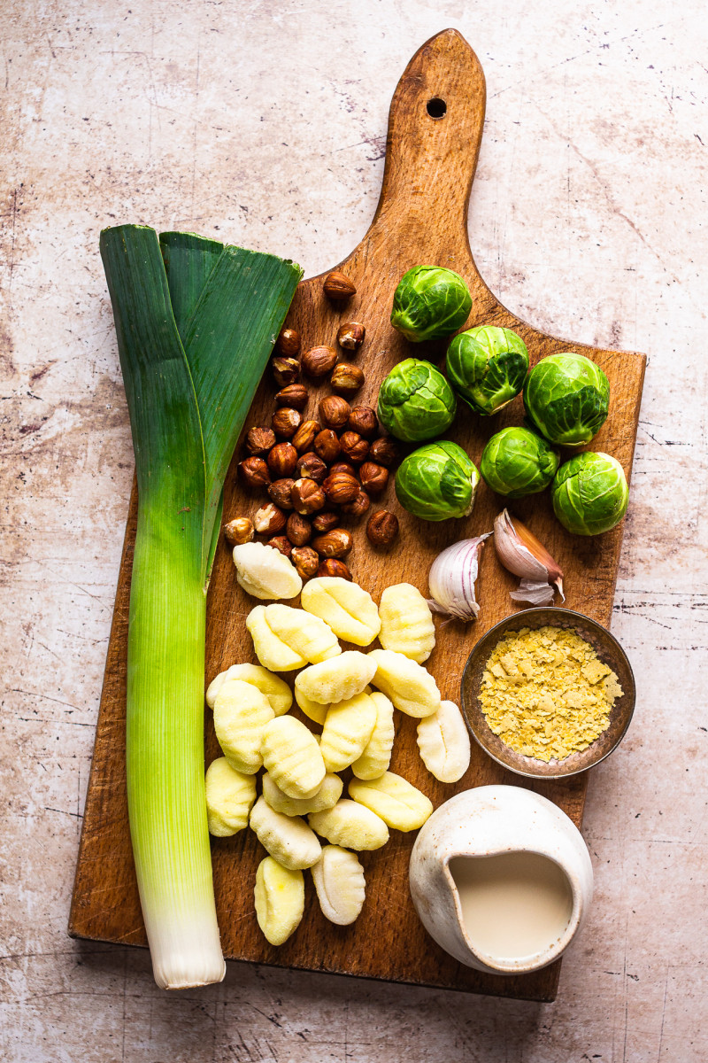 baked gnocchi sprouts leeks ingredients