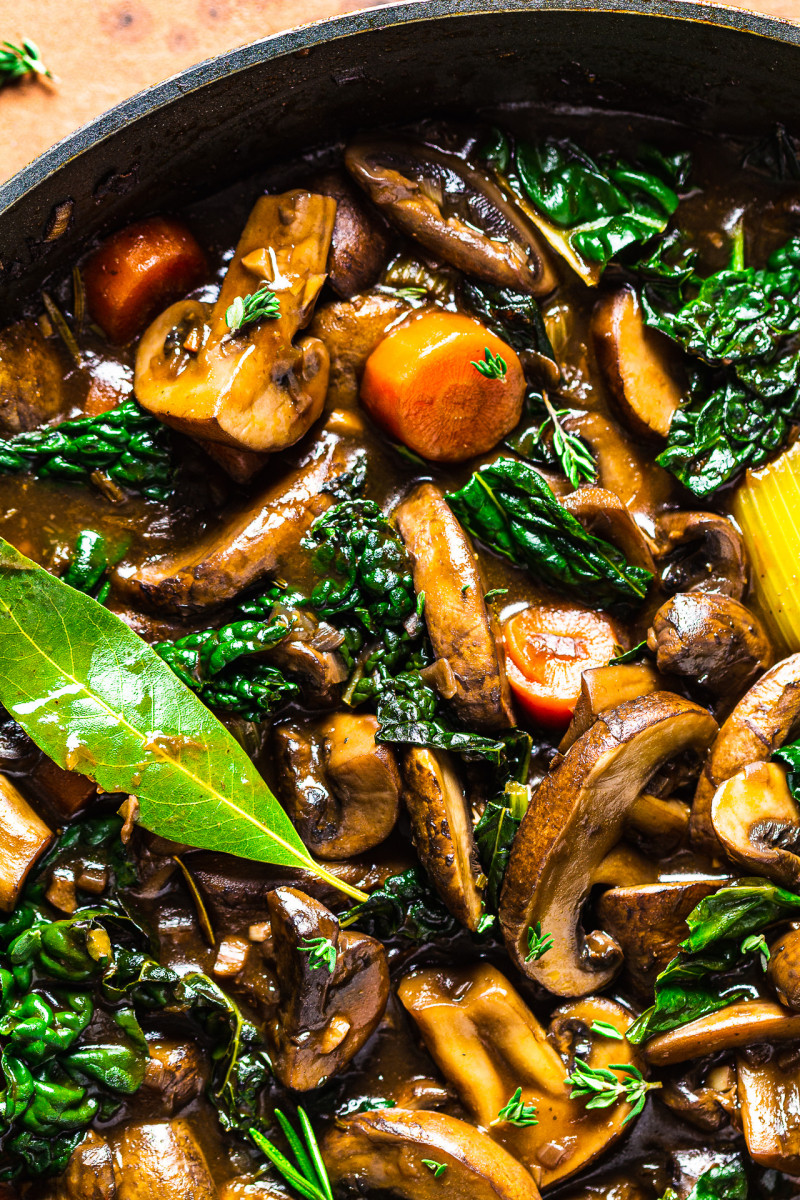 vegan bourguignon celeriac mash close