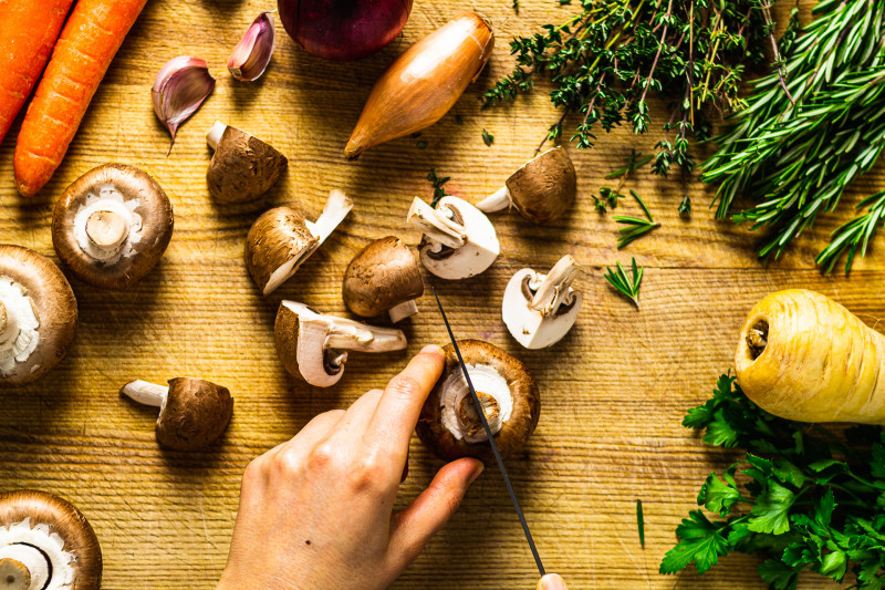 vegan bourguignon celeriac mash prep