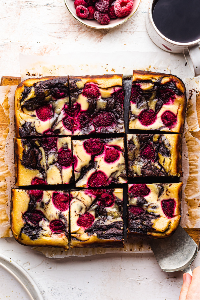 vegan cheesecake brownies tray