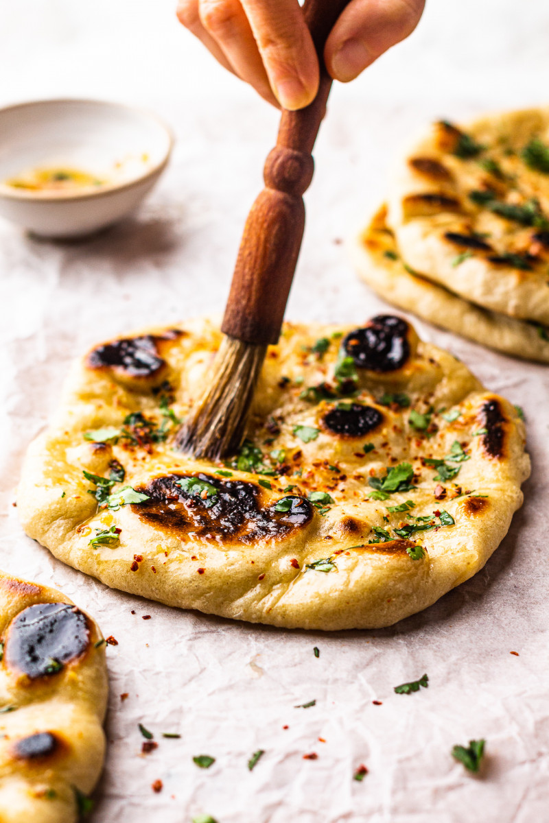 vegan naan brushing