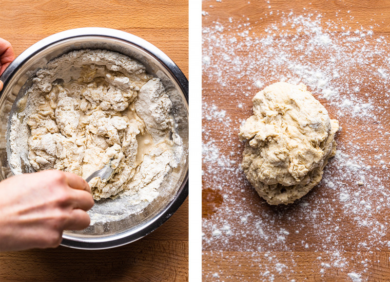 vegan naan mixing dough