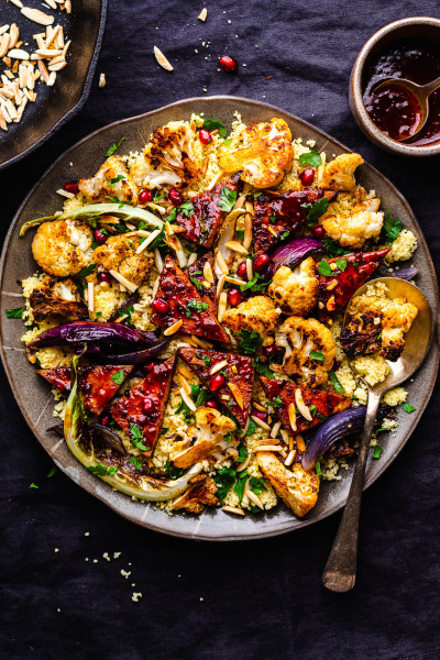 harissa tofu salad plated