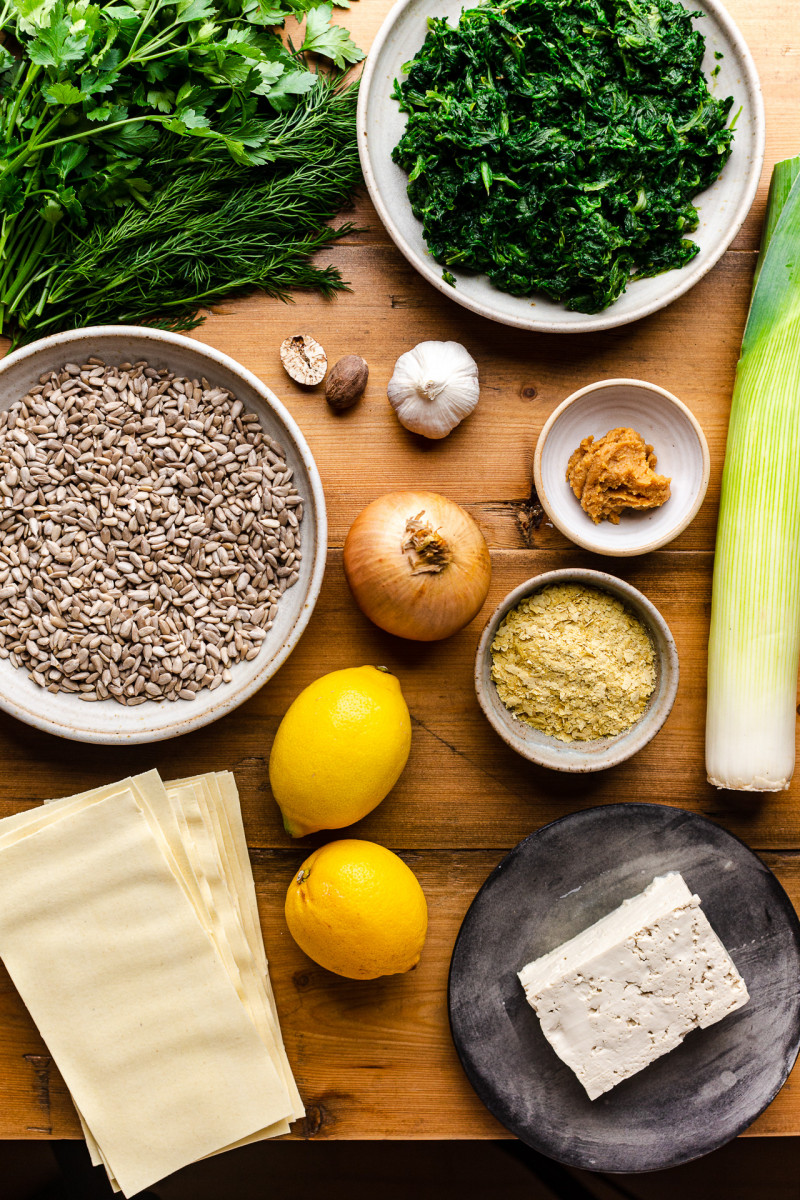 vegan spinach lasagne key ingredients